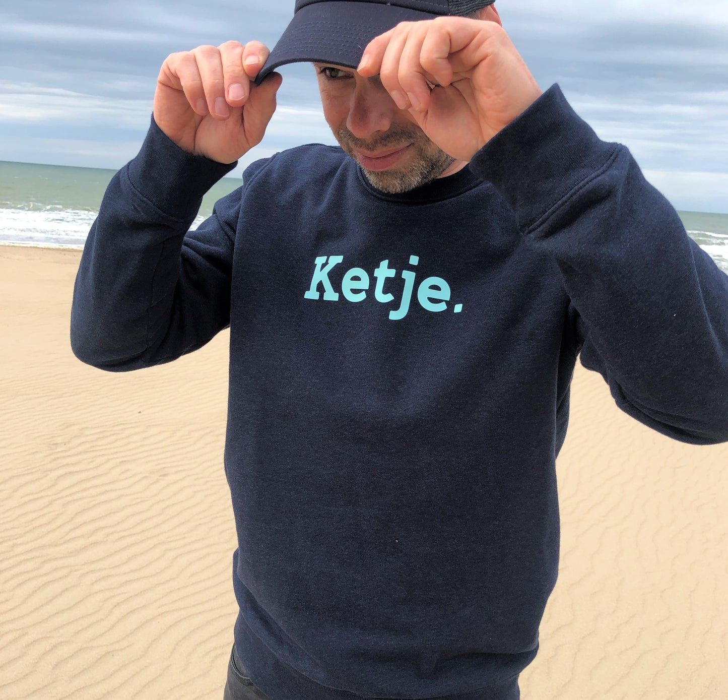 Sweat homme KETJE Menta sur bleu chiné