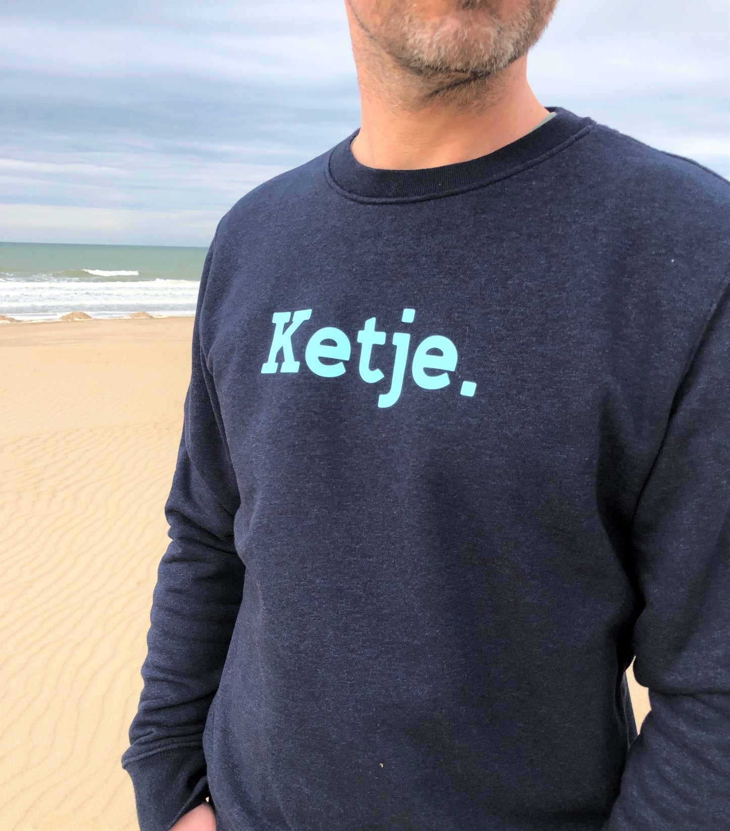 Sweat homme KETJE Menta sur bleu chiné