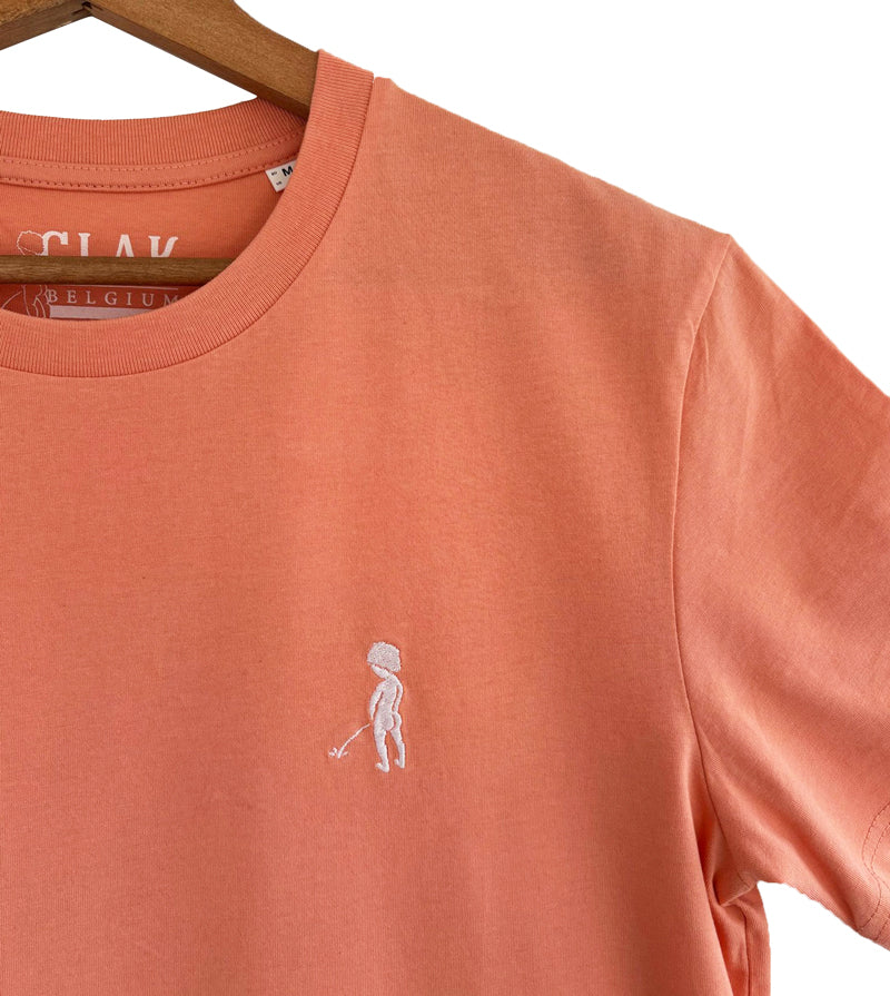 T-shirt homme "Ketje"™ rose saumon - broderie blanche