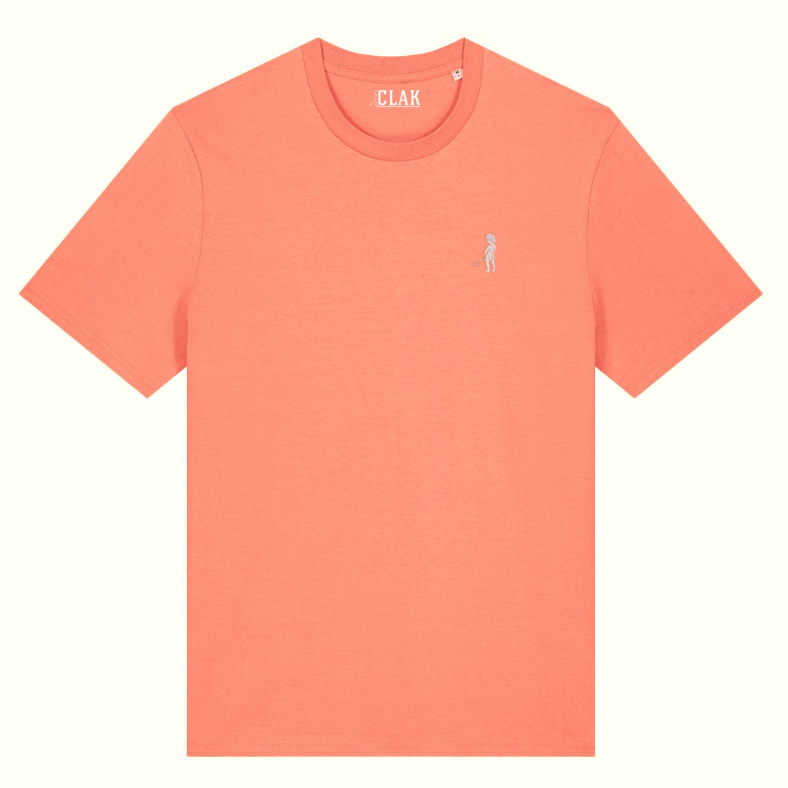T-shirt homme "Ketje"™ rose saumon - broderie blanche