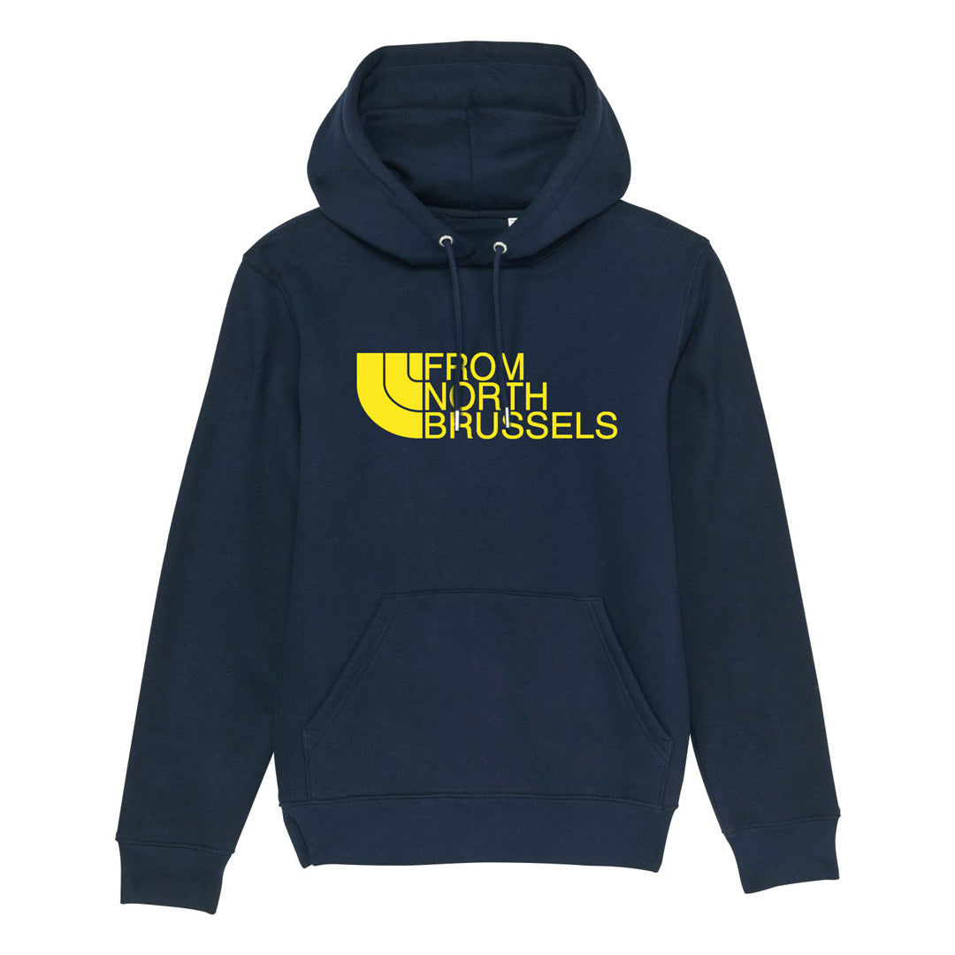 Sweat-shirt à capuche Unisexe "From North Brussels"™ Bleu - jaune