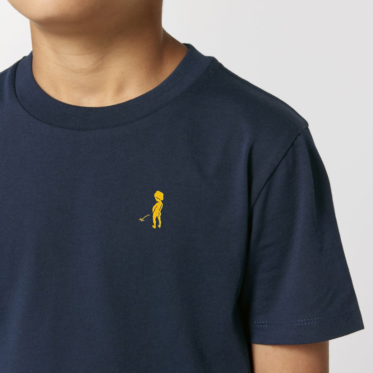 T-shirt enfant "Ketje"™ bleu marine avec broderie jaune