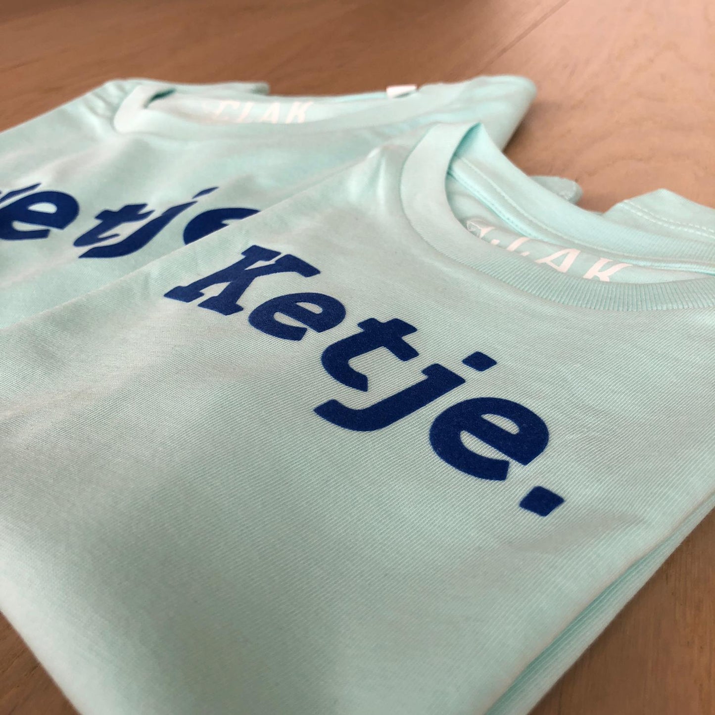 Duo t-shirts papa - enfant: "KETJE" bleu turquoise