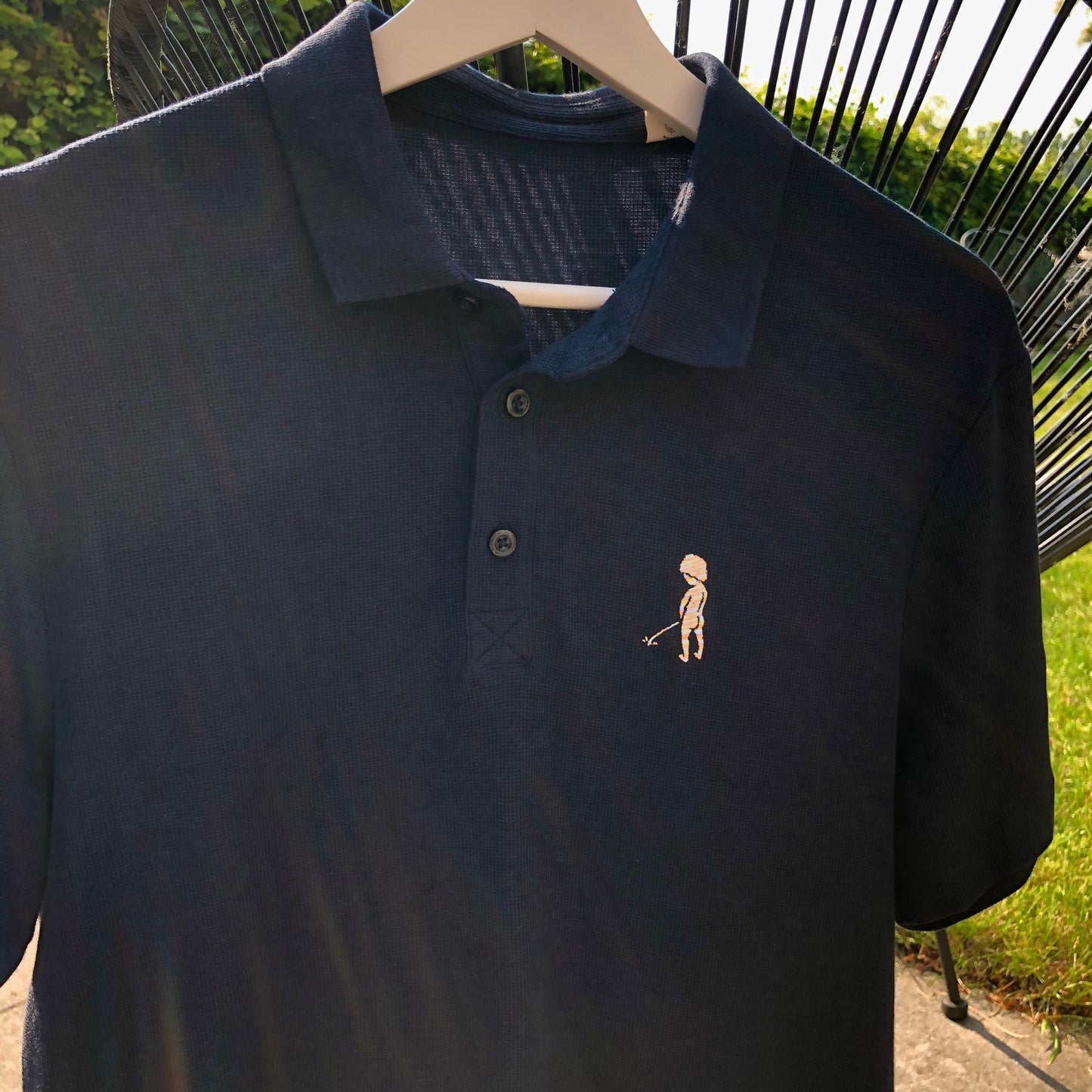 Navy blue "Ketje"™ polo shirt - flash green logo