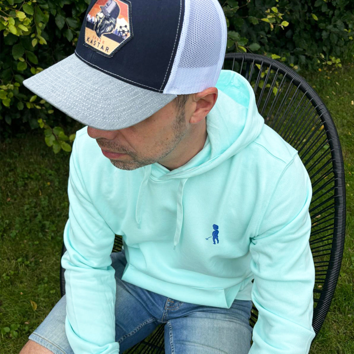Hoodie léger bleu clair flash - flocage bleu