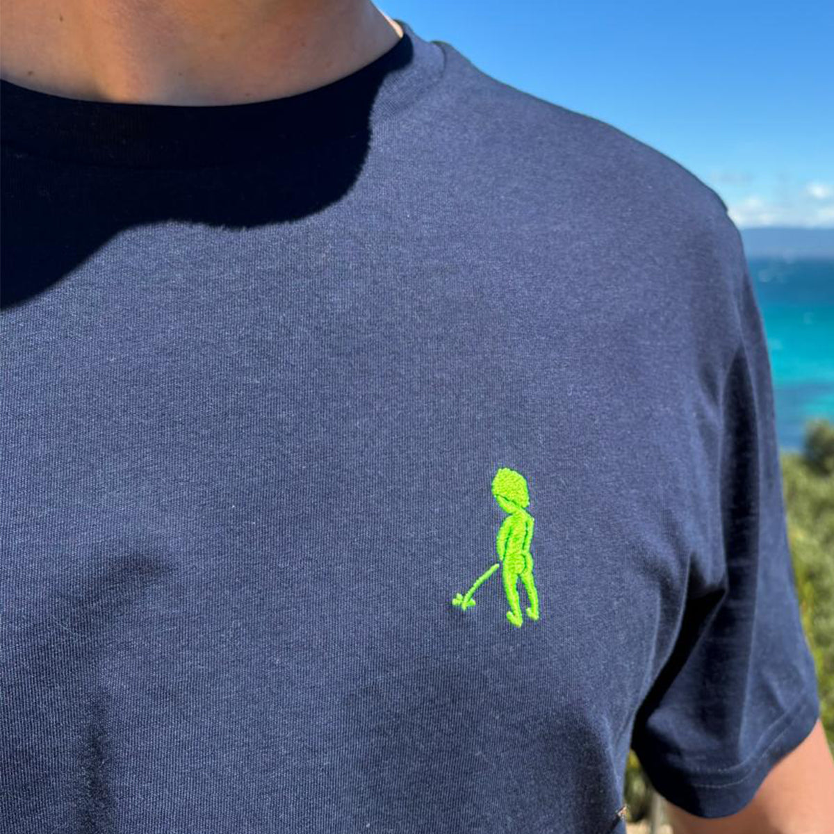 "Ketje"™ men's navy blue t-shirt - pink logo
