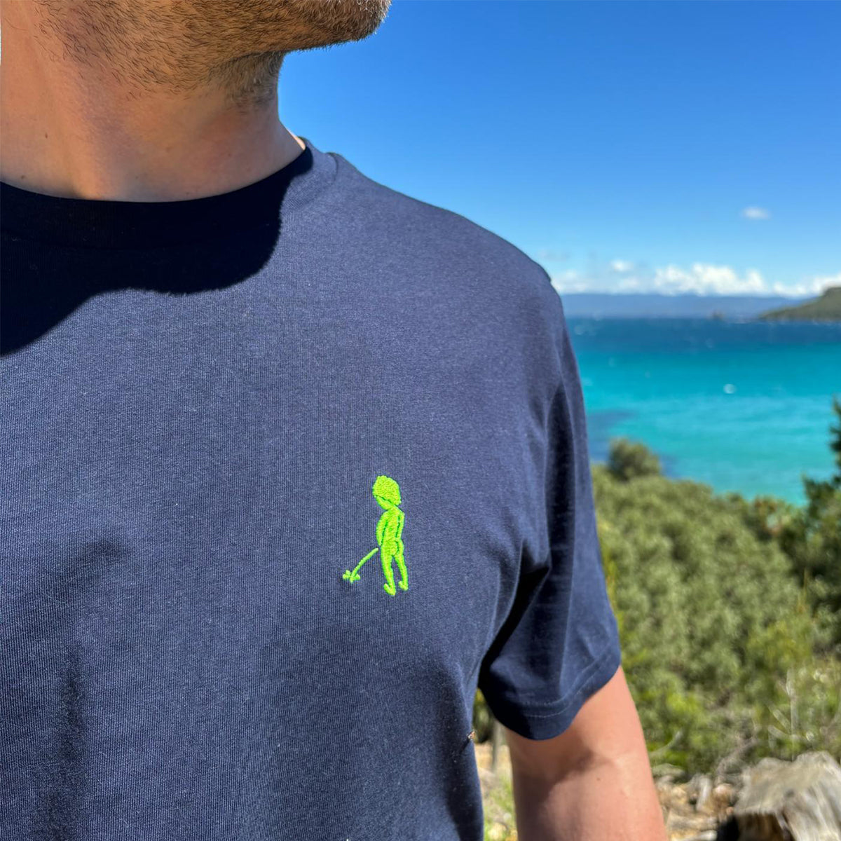 "Ketje"™ men's navy blue t-shirt - pink logo