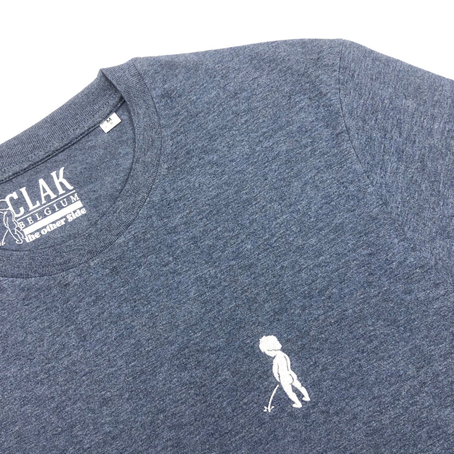 "Ketje"™ men's heather blue-grey T-shirt - white logo