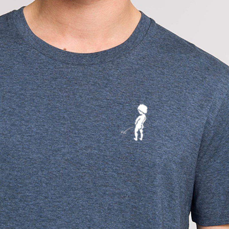 "Ketje"™ men's heather blue-grey T-shirt - white logo