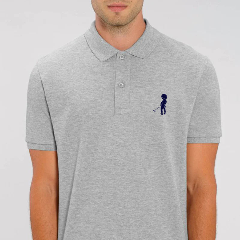 "Ketje"™ polo shirt Heather gray (blue logo)
