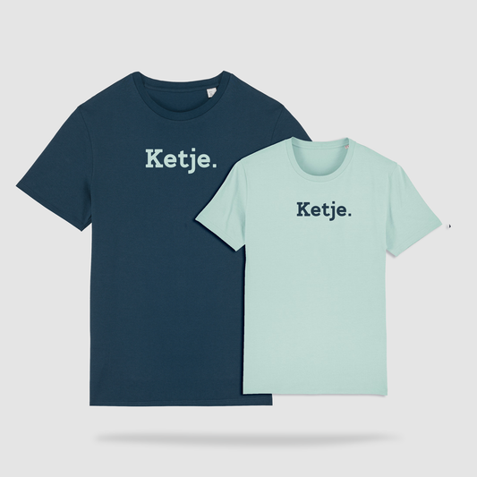 Duo t-shirts papa - enfant: "KETJE" bleu / turquoise