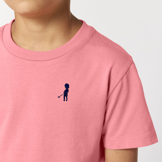 T-shirt enfant "Ketje"™ rose avec broderie bleu marine
