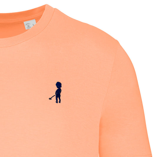 T-shirt homme "Ketje"™ orange pastel-  - broderie bleu marine