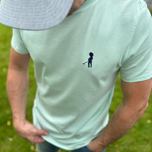 T-shirt homme Ketje™ vert pastel - broderie bleu marine