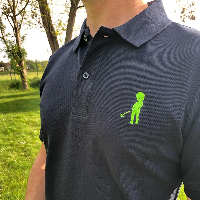 Polo "Ketje"™ bleu marine - logo vert flash