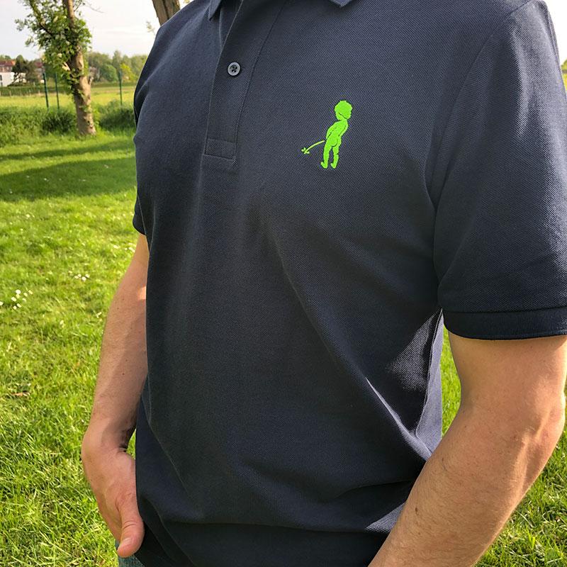 Navy blue "Ketje"™ polo shirt - flash green logo