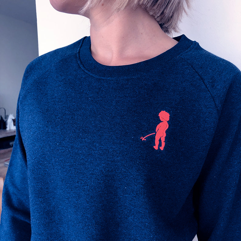 Women's sweatshirt "Ketje"™ jeans blue - neon pink logo